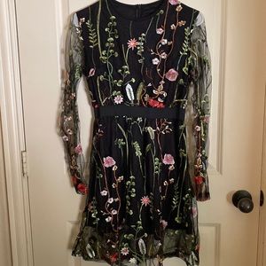 Beautiful Nature embroidered Black Dress